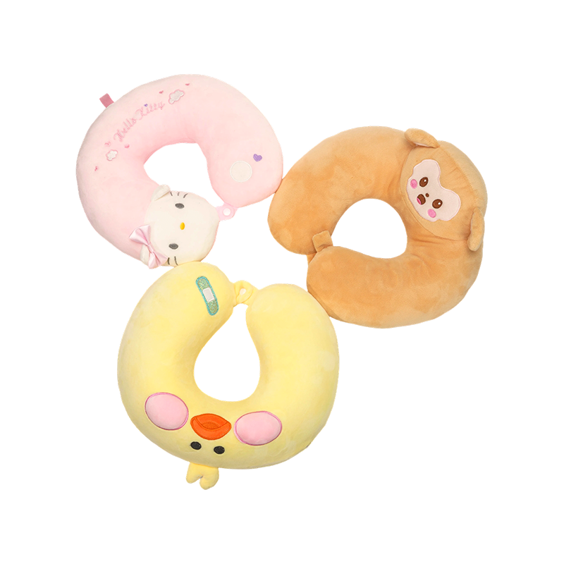 وسائد رقبة على شكل حرف U من القطيفة الحيوانية