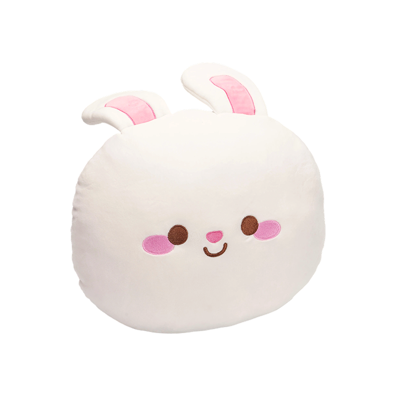 وسادة دائرية من القطيفة على شكل أرنب أبيض