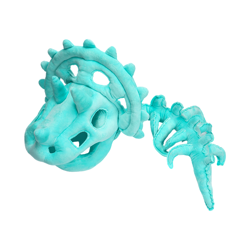 قبعة قطيفة على شكل هيكل ديناصور باللون الأزرق بحجم الطفل