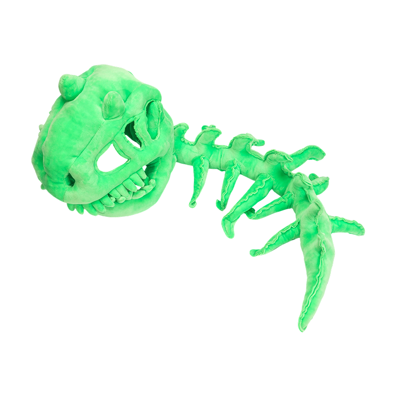 قبعة فخمة على شكل هيكل ديناصور بحجم طفل باللون الأخضر