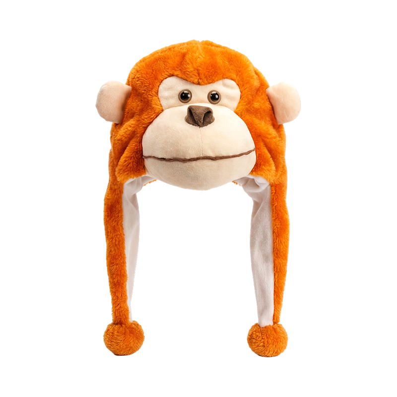 قبعة القرد البرتقالية المحشوة